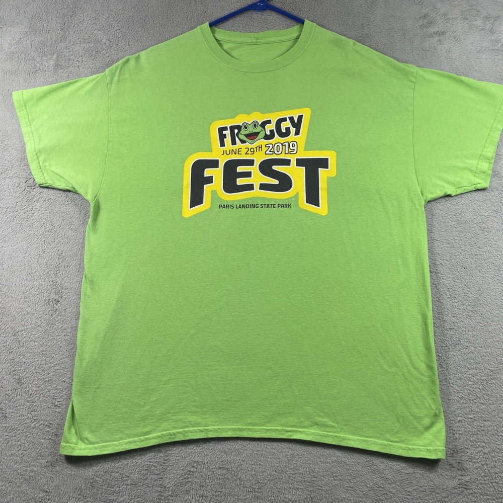2019 Froggy Fest Paris Landing Shirt Adult XL Green Graphic Tee Advertising